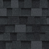 TruDefinition® Duration FLEX® Onyx Black shingles have an overall color of black that is achieved by a mix of gray, dark gray and black granules.