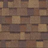 TruDefinition® Duration® Desert Rose shingles have an overall color of brown that is achieved by a mix of dark brown, light brown, blue and red granules.