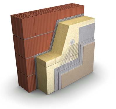 apmesta sienas daļa ar PAROC akmens vates izolācijas slāni