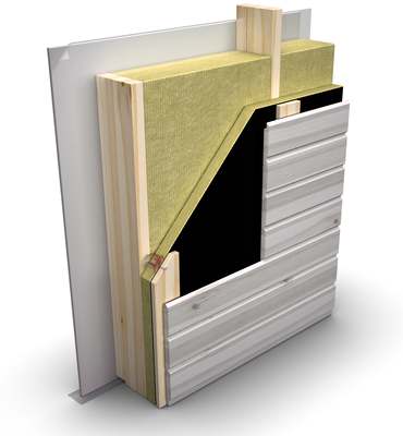 tuulettuvat julkisivuratkaisut, puurunkorakenne tuulensuojaeristeenä PAROC Cortex b