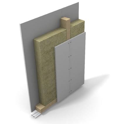 Partitions with PAROC Stonewool, offering top-tier fire resistance and sound insulation, 3D image