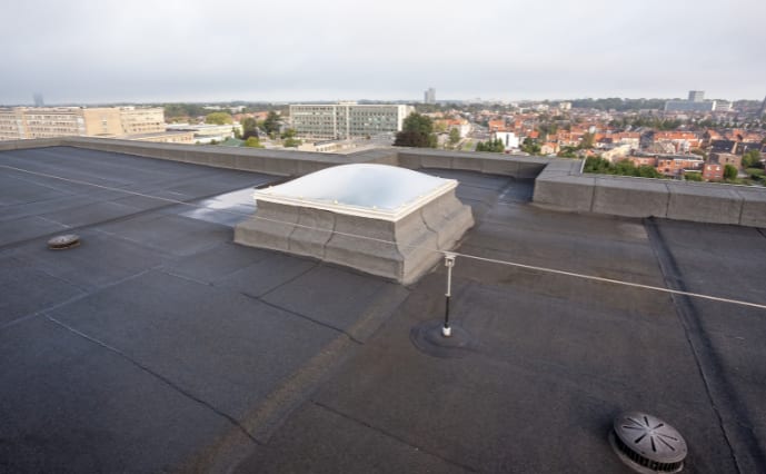low slope flat roof