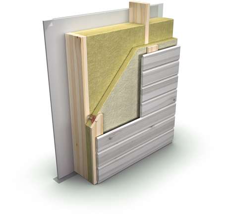 ventileeritav fassaad puitkarkassiga, PAROC-isolatsiooniga ja puitvooderdisega