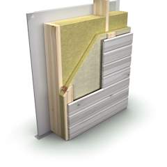 koka karkasa siena ar PAROC akmens vates izolāciju karkasa iekšpusē