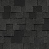 as tejas Woodmoor Carbon tienen un color generalizado negro que se logra al mezclar gránulos de color negro y gris oscuro.