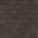 Las tejas Woodmoor Mesquite tienen un color generalizado marrón grisáceo oscuro que se logra al mezclar varios gránulos grises y marrones.