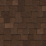 Las tejas Woodmoor Timber tienen un color generalizado marrón oscuro que se logra al mezclar gránulos de color tostado dorado, marrón y negro.