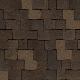 Las tejas Woodmoor Chestnut tienen un color generalizado marrón oscuro que se logra al mezclar varios gránulos de color tostado dorado, marrón y negro.