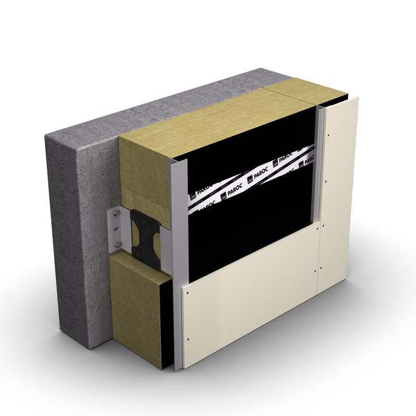 tuulettuva julkisivu eriste PAROC Cortex One b ja Hilti Eurofox MFT-FOX VT -järjestelmä