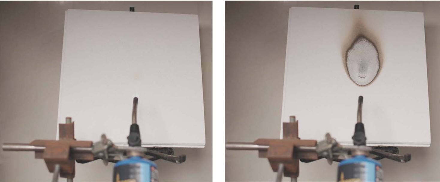 Before and after flame testing