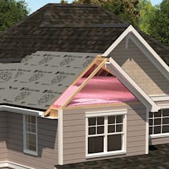 Roof image with layers of the roof cut away to show the products underneath the shingles