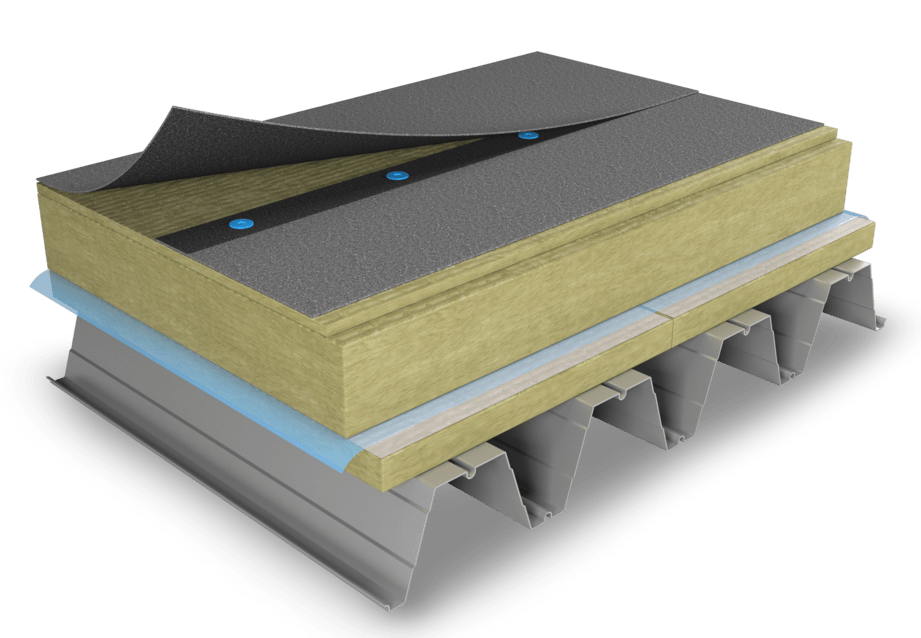 Isolasjonsløsning med PAROC takplater for underlag av stålplater