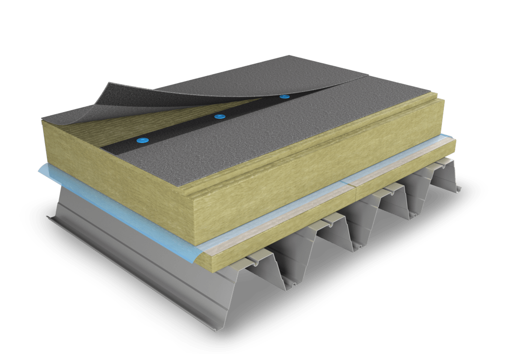 Ljudisolering av låglutande tak på bärande underlag av stålplåt med PAROC skivor