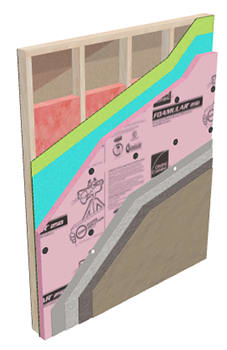 WOOD STUD WALL Stucco Mineral Wool ci with Fluid or Sheet AWB
