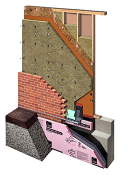 WOOD STUD WALL Masonry Veneer High Compressive Strength Mineral Wool ci with Fluid or Sheet AWB