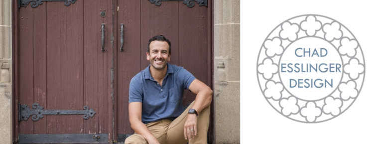 A photo of Chad Esslinger on the left with a logo on the right with the text "Chad Esslinger Design"