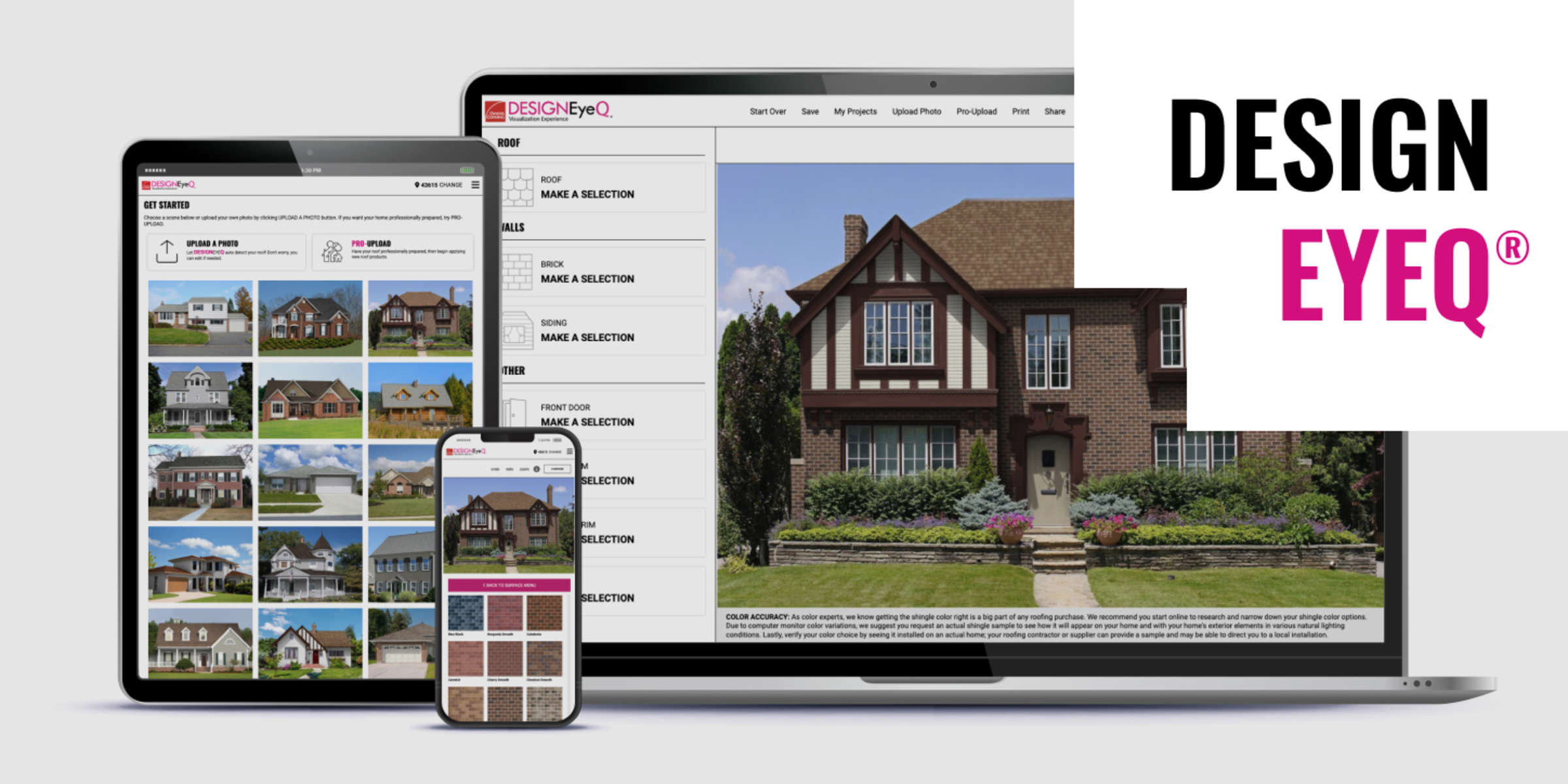 Owens Corning Design EyeQ® displayed on a laptop, tablet, and mobile phone