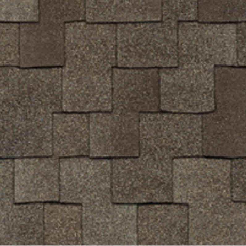 Woodmoor® Woodcrest® Sycamore shingles have an overall color of greenish gray brown that is achieved through a mix of green, brown, and gray granules