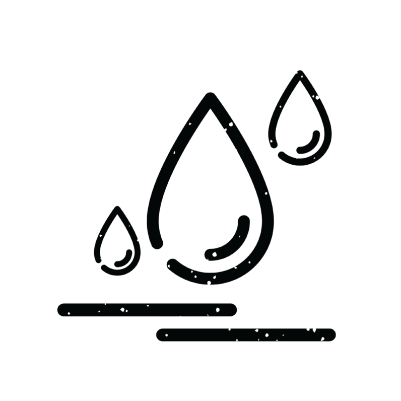 Water droplets above a surface.