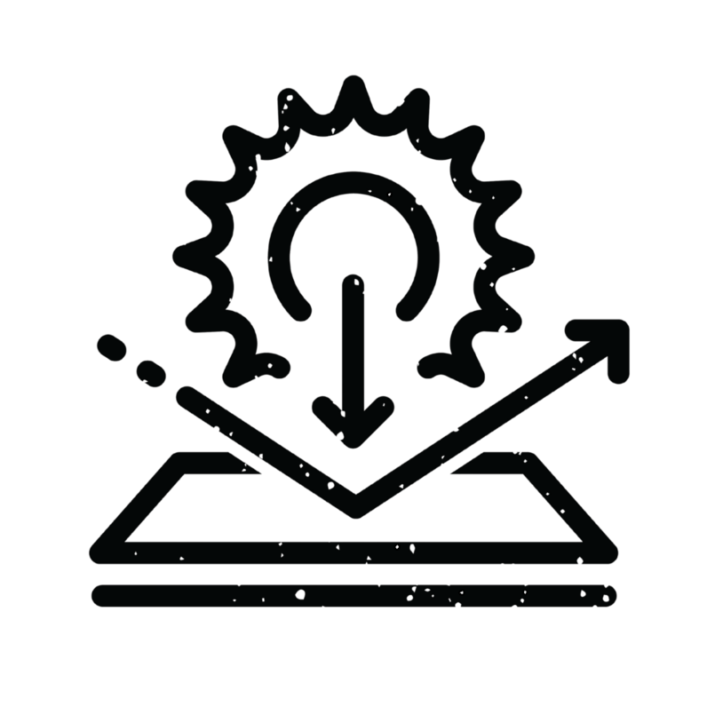 Black icon with sun beating down on surface with arrow deflecting the rays.