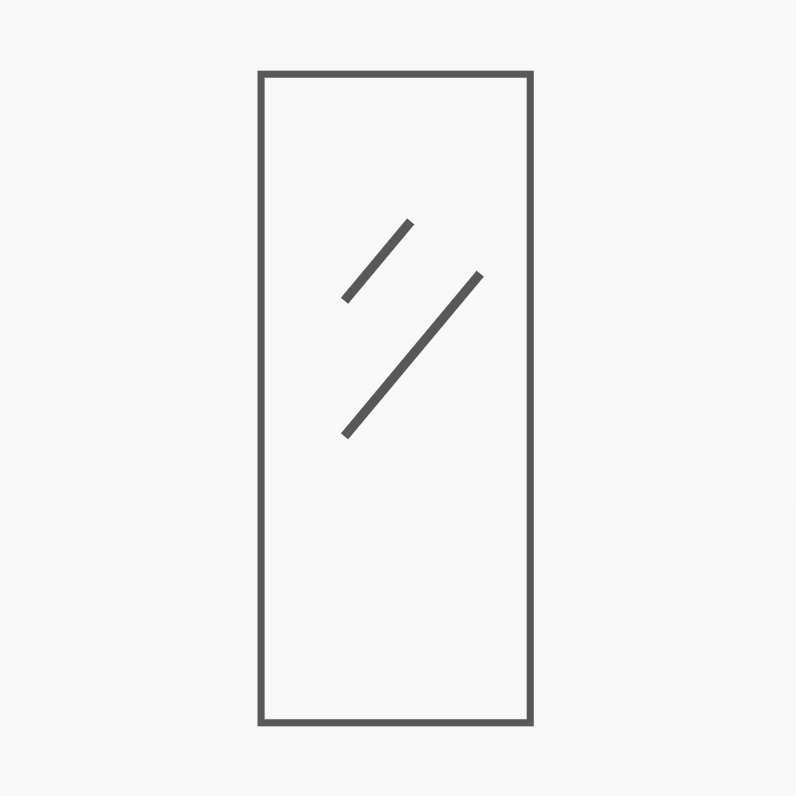 Line drawing of a glass door.