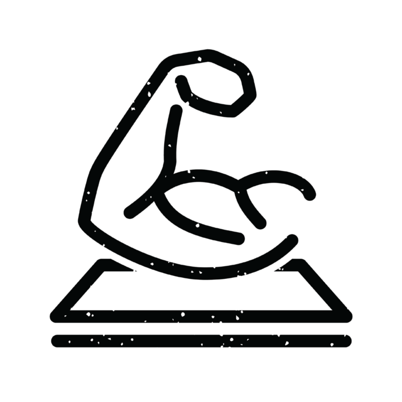 Black icon of flexed arm with muscles