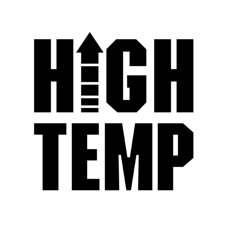 Black icon that says High Temp with the "I" being an arrow pointing up.