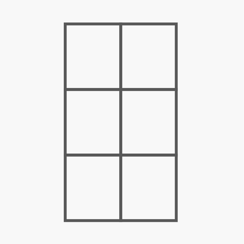 Line drawing of an interior french door with several panels.