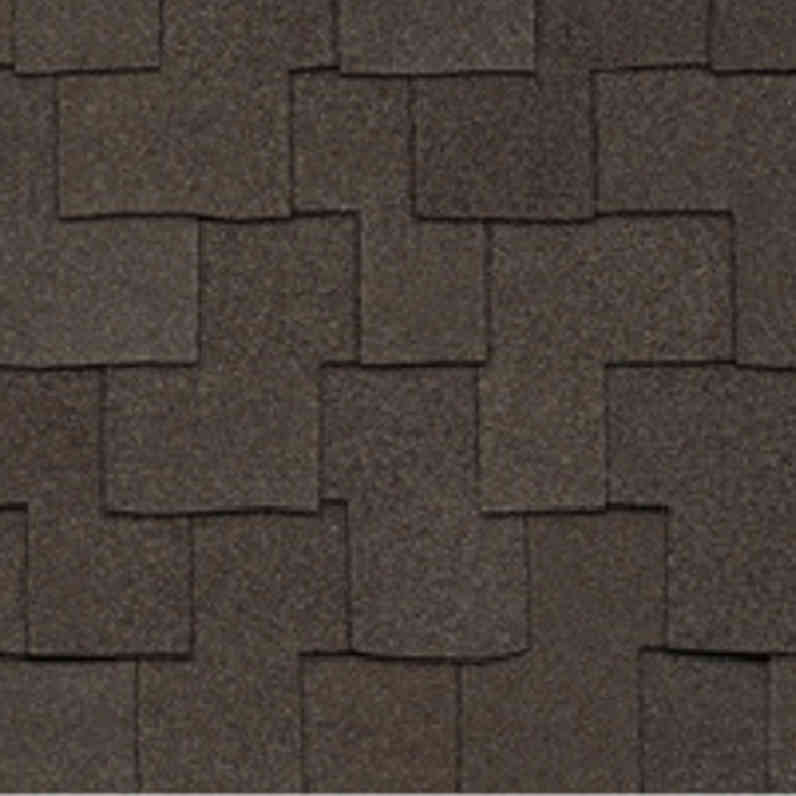 Woodmoor® Woodcrest® Mesquite shingles have an overall color of dark grayish brown that is achieved through a mix of various gray and brown granules