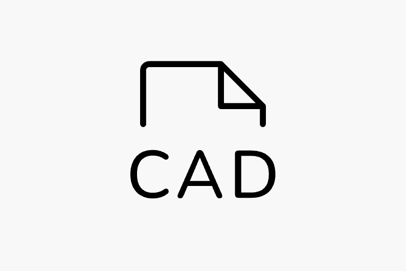 lapo užlenktu kampu ikona, su raidėmis CAD apačioje