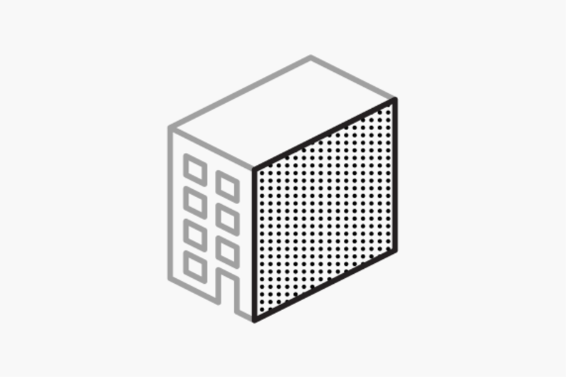 Rendered façade with slab insulation and ceramic tiles as the finishing layer, new buildings