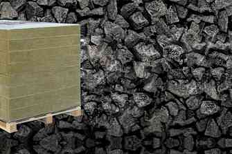 akmenys ir paletė su akmens vatos izoliacijos plokštėmis