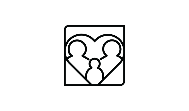 Icon of a family inside a heart