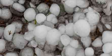 Hail stones on ground