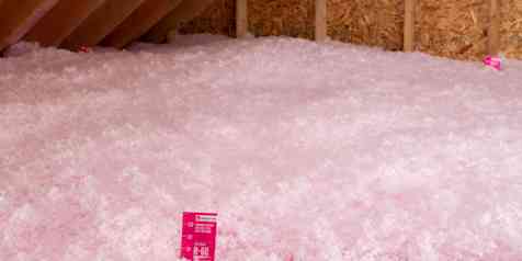 Photo of insulation in an attic