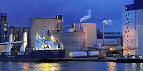 Boortmalt malting company building at dusk