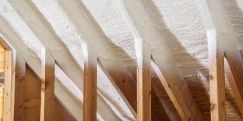 Spray insulation on rafters