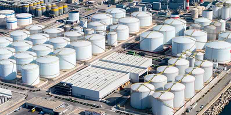 White gas storage tanks