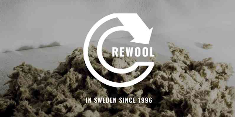 Stonewool med skriften Rewool i sverige sedan 1996