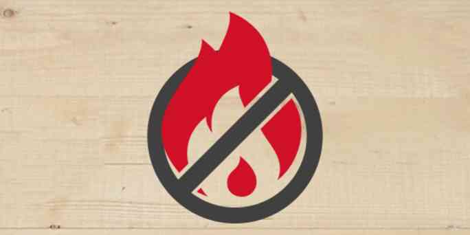 läbi kriipsutatud tulekahju ikoon, mille taustal on puu