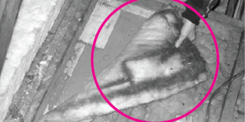 Figure 5, a photo of discoloured batt insulation