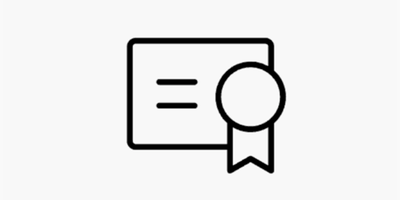 Icon mit Urkunde und Abzeichen