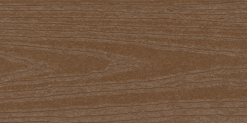 Close-up of a saddle/saddlestone, textured composite decking board with visible wood‑grain pattern.