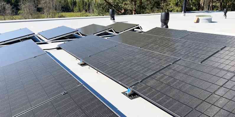 solar panels on a flat roof