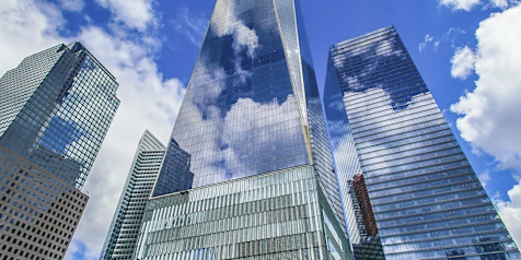 Upward looking view of One World Trade Center in New York
