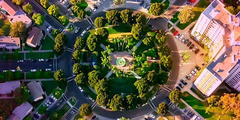 Overhead view city park