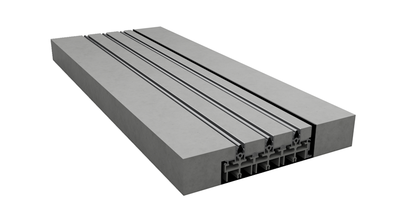 Sliding door sill for the 3050 with Arche-Duct drainage buried beneath finished floor