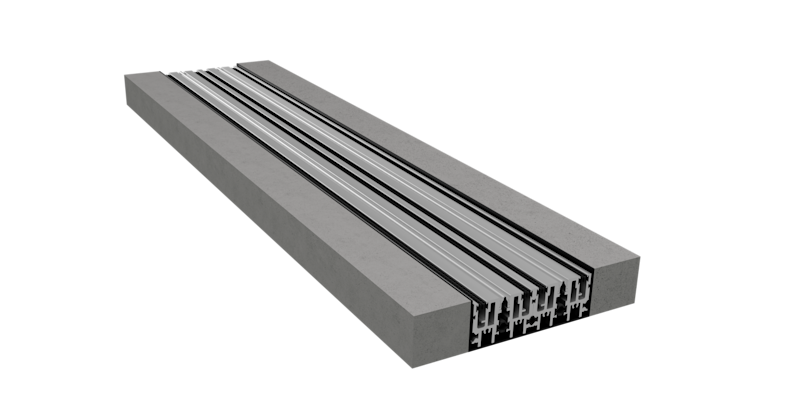 Heaving duty flush sill for a 4070-T door with a Areche-Duct hidden drainage system.