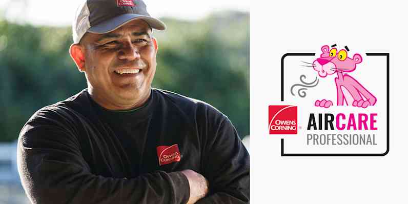 Owens Corning HVAC Contractor beside the AirCare Professional logo