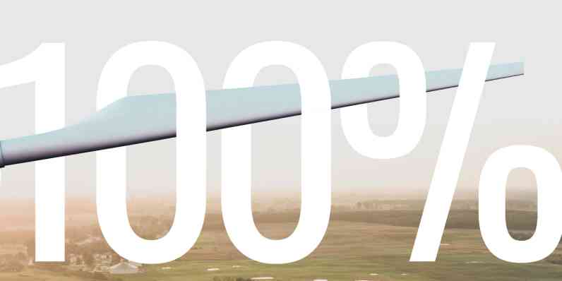 Windmühle und 100% angezeigt